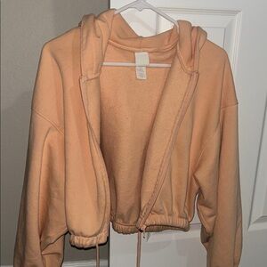 H&M Peach Cropped Zip Hoodie